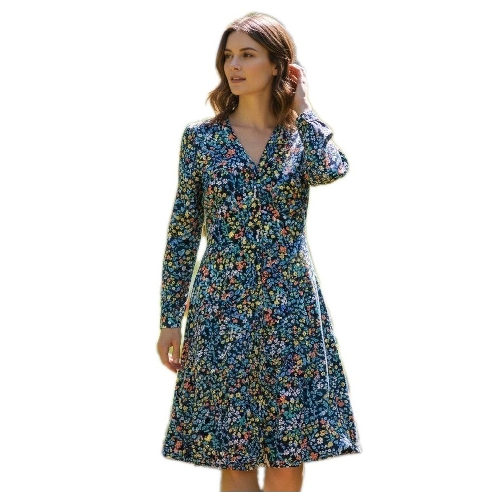 NWT Nasty Gal Blue Floral V-Neck Long Sleeve Dress  Cottagecore Boho Chic Preppy